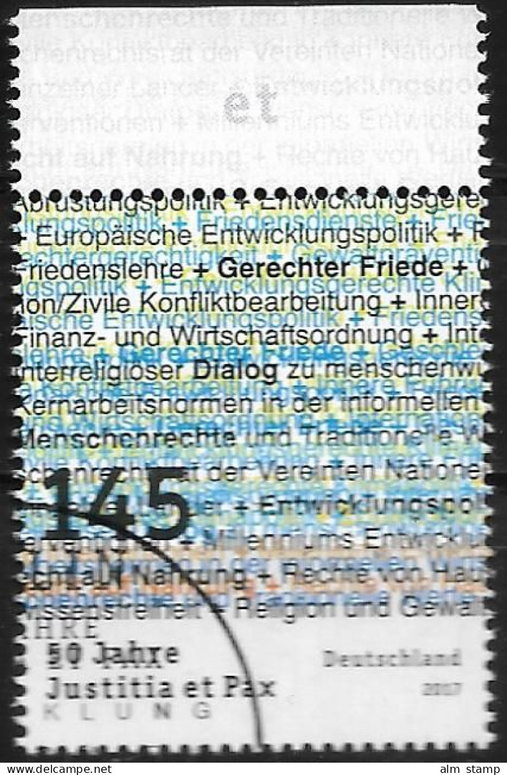 2017 Deutschland Germany  Mi. 3339 FD- Used Berlin  50 Jahre Deutsche Kommission Justitia Et Pax. - Gebraucht