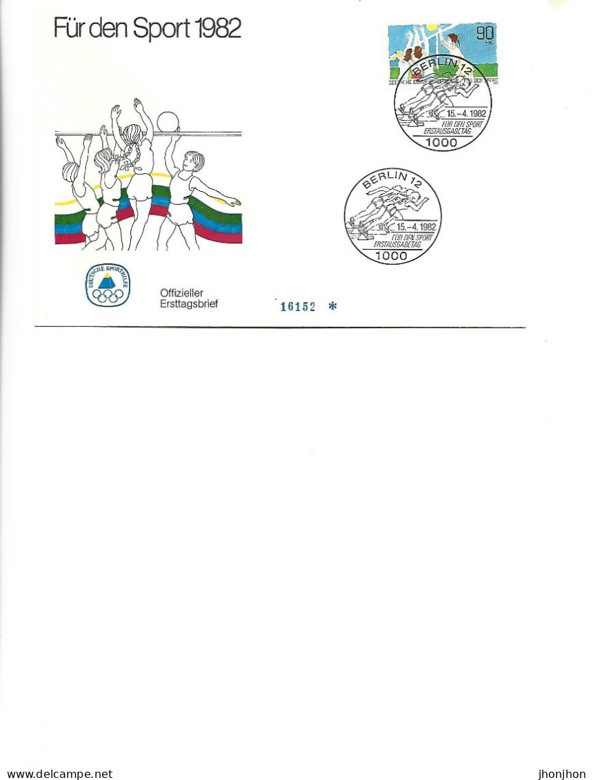 Germany - Official First Day Cover 1982 - For Sport 15.041982 -   Volley-ball - 1981-1990