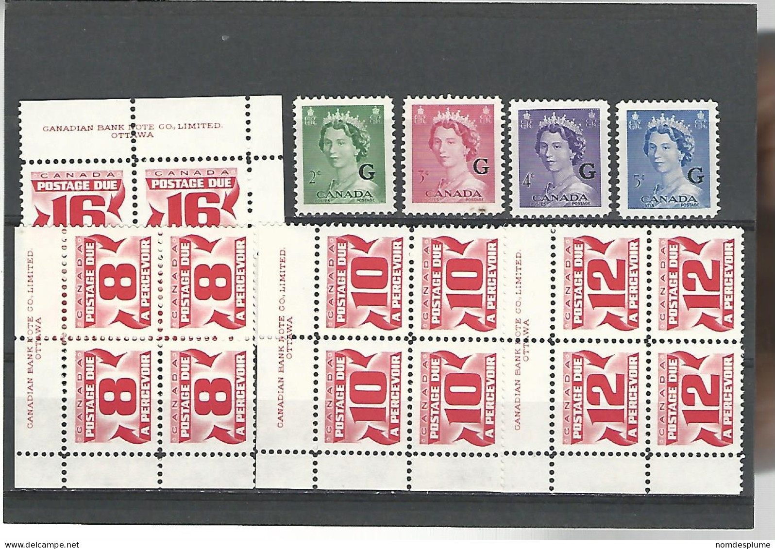 53980 ) Collection Canada  Postage Due Queen G Overprint - Collezioni