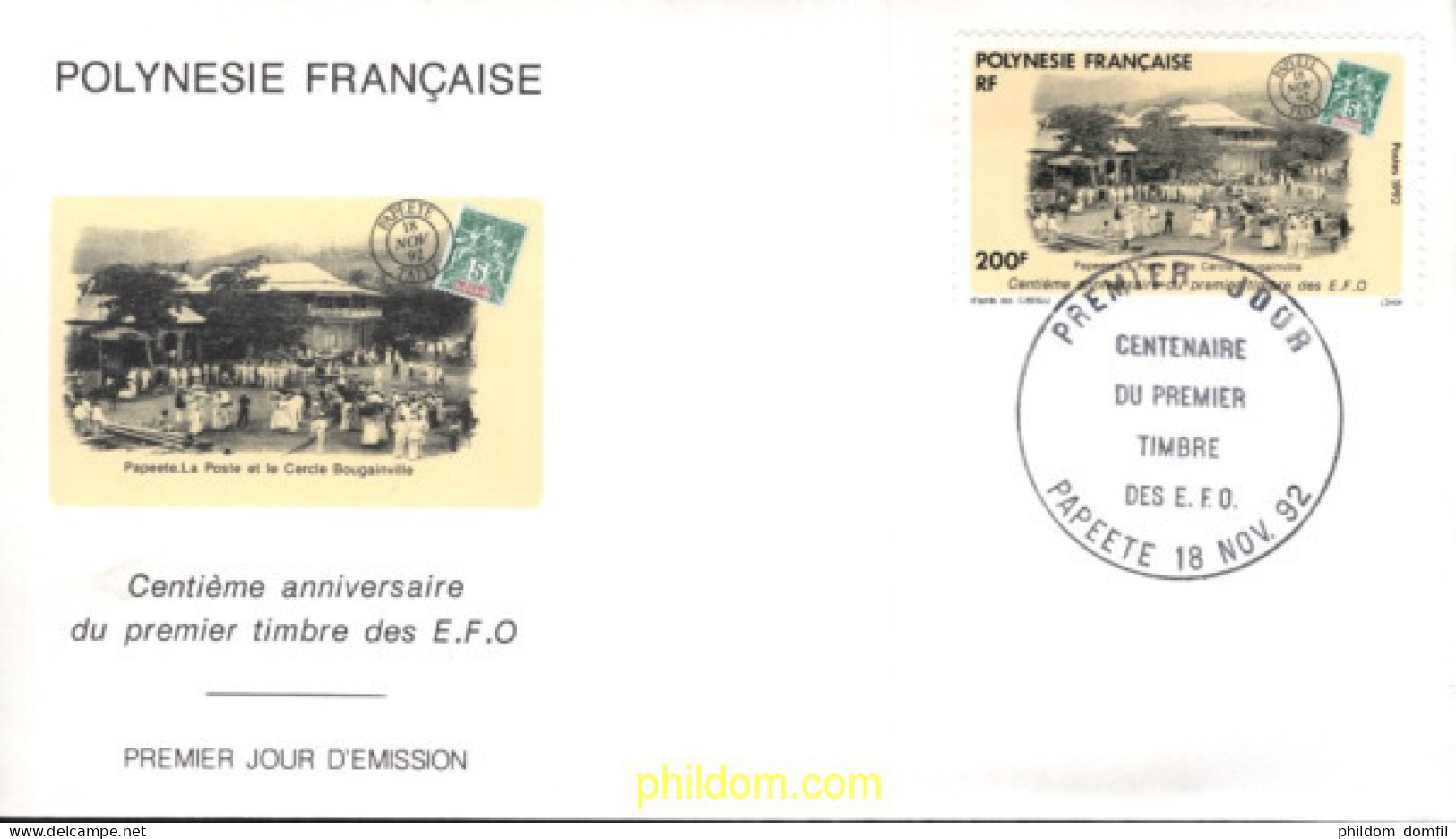 715189 MNH POLINESIA FRANCESA 1992 CENTENARIO DEL PRIMER SELLO DE EFO - Neufs