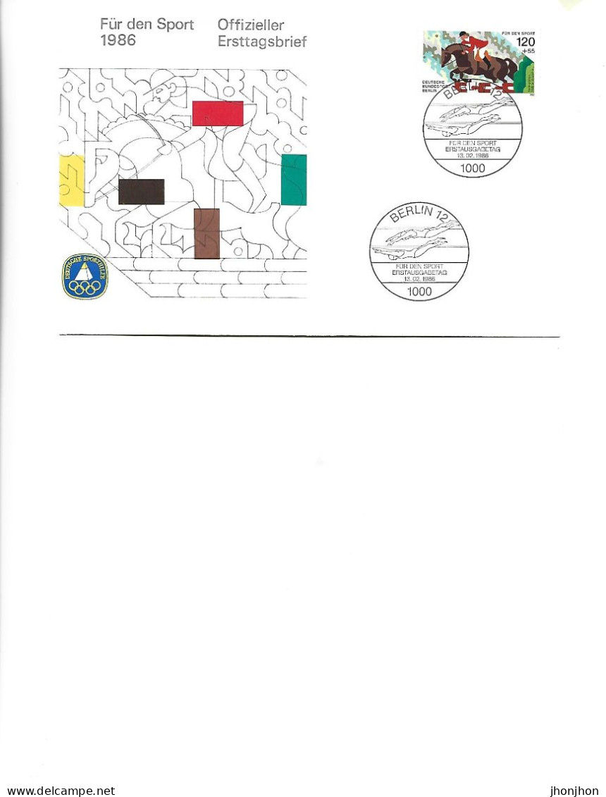 Germany - Official First Day Cover 1986 - For Sport 13.021986 - Horse Riding, Show Jumping - World Championships - 1981-1990