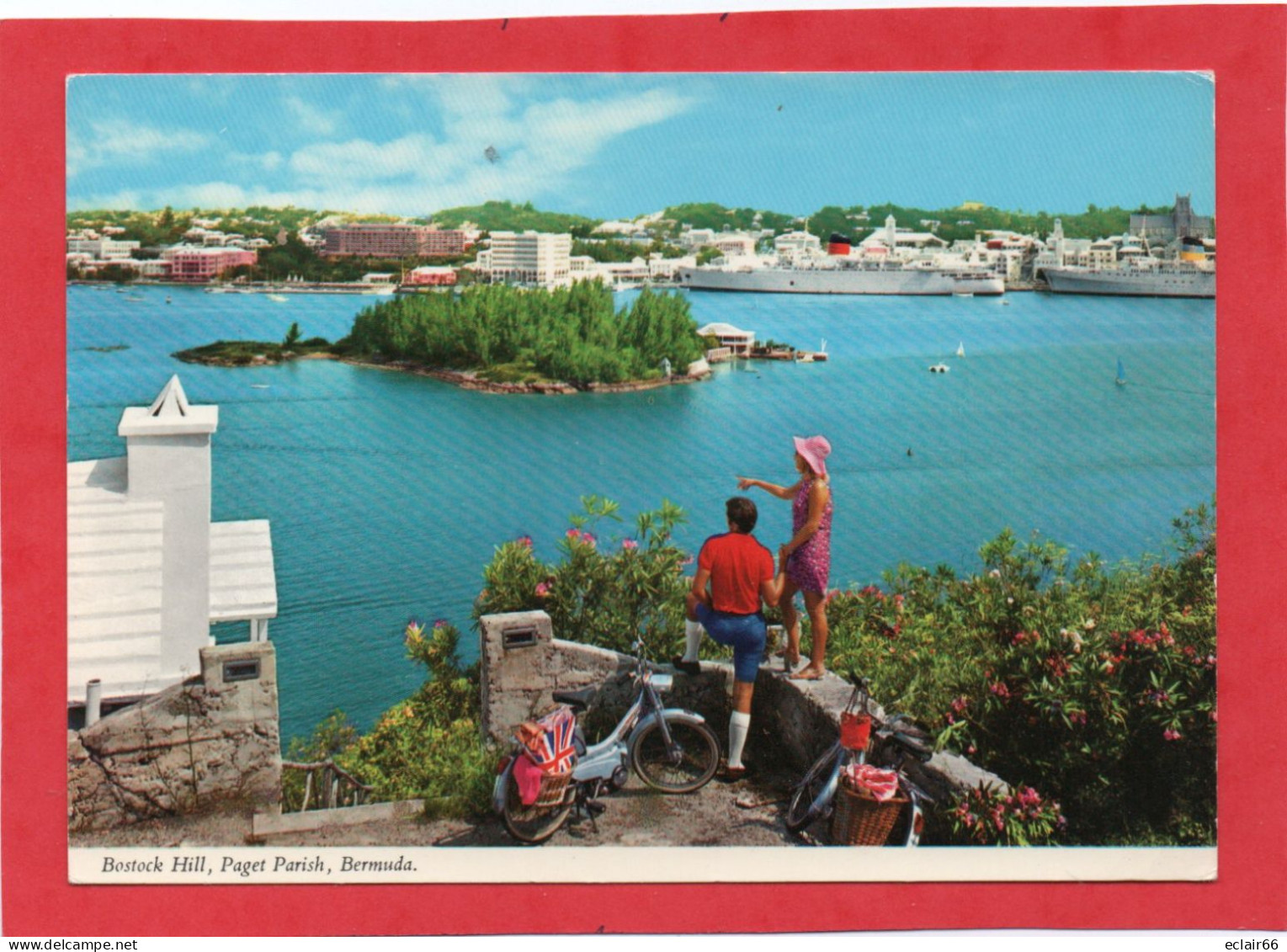 ANTILLES  Bermuda Paget Parish Bostock Hill  CPM Animation Mobylette  Bleu Ciel  état Impeccable  N° 2BDA1 - Bermuda