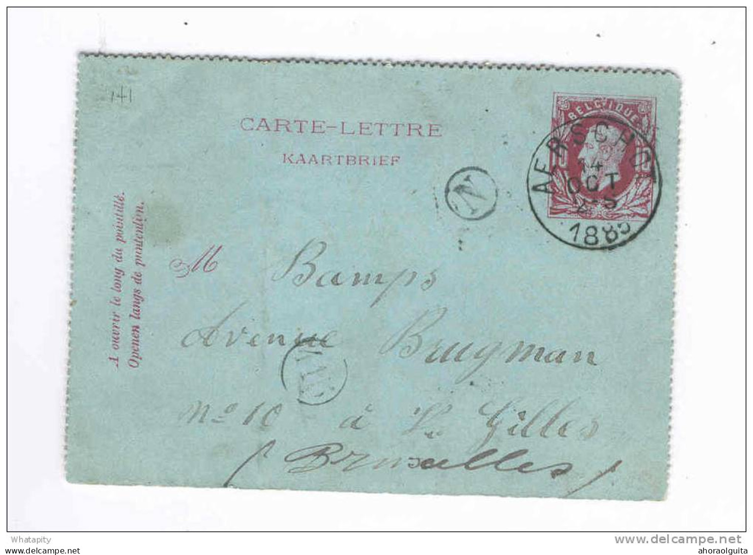 Carte-Lettre Type TP 30 AERSCHOT 1885 Vers BXL - Boite Rurale N De NIEUWERODE  --  B3/624 - Poste Rurale