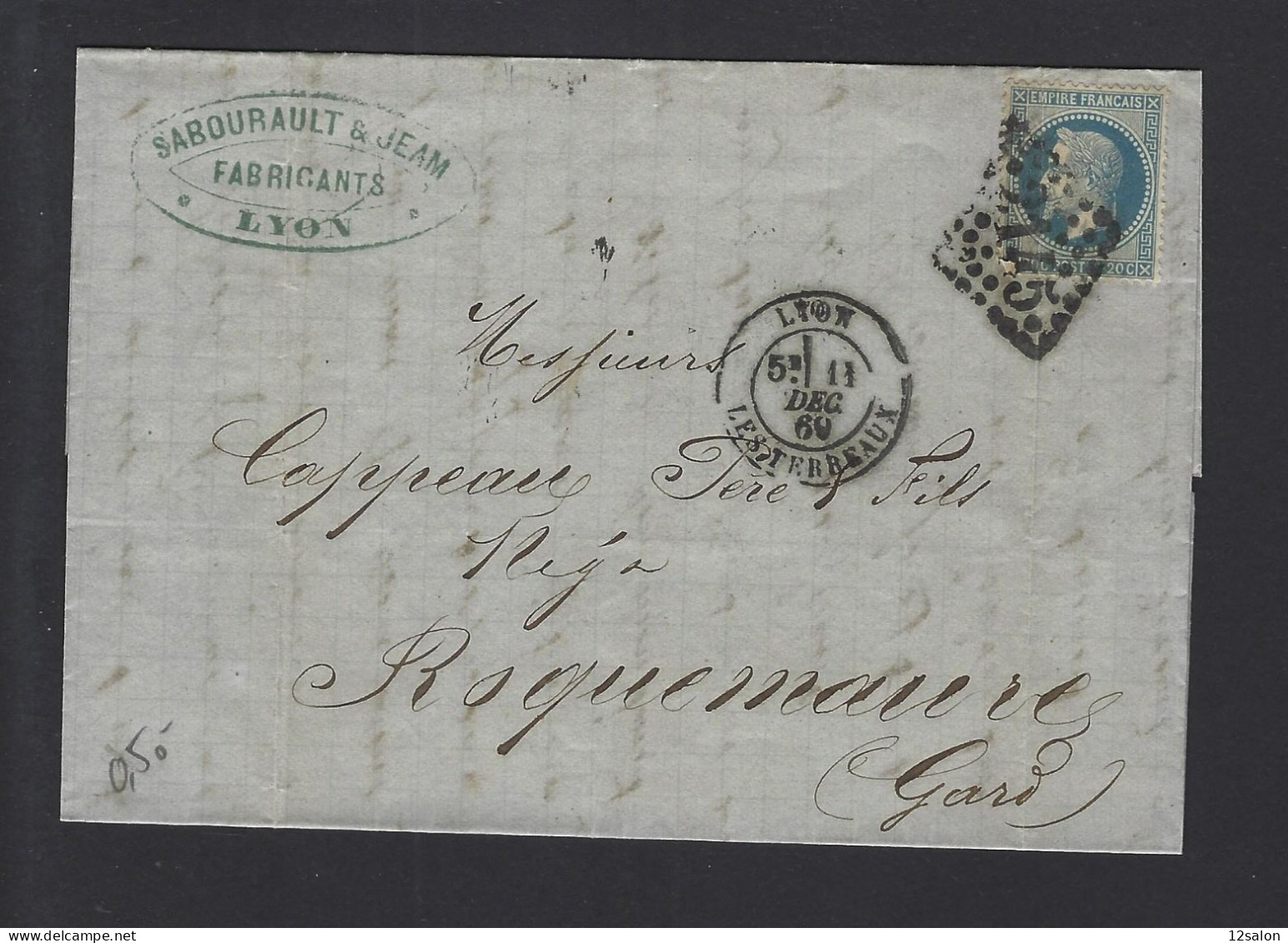 LETTRE 1869 N° 29 OBL LYON - 1849-1876: Période Classique