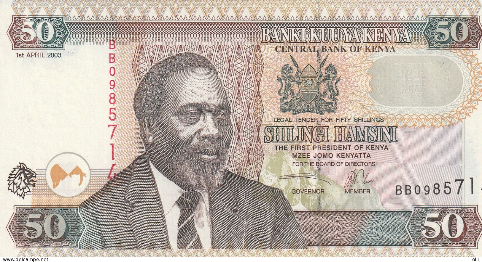 KENYA 50 SHILLINGS 2003 P-41a UNC - Kenia