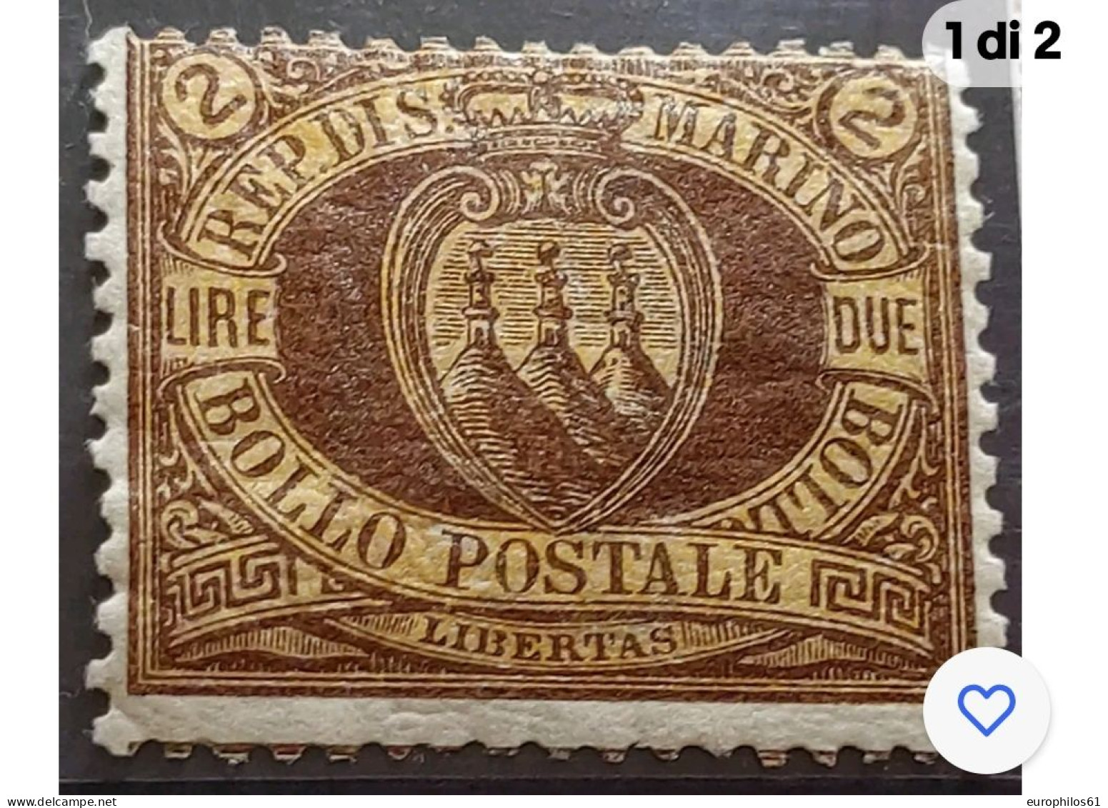 San Marino Stemma 2 Lire Mlh* - Nuovi