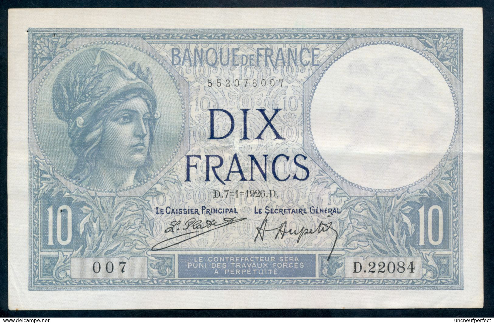 10 Francs 1926 Fay- F.06-10 SUP - 10 F 1916-1942 ''Minerve''