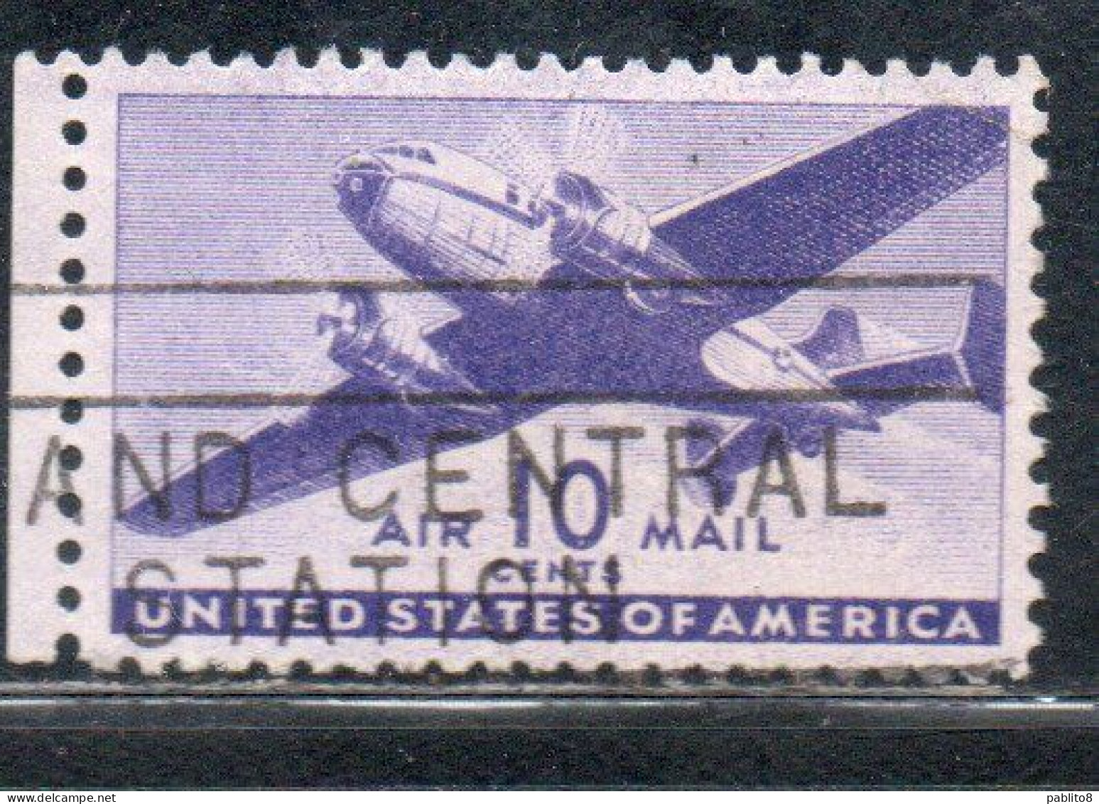 USA STATI UNITI 1941 1944 AIR MAIL AIRPLANE DOUGLAS DC-4 SKYMASTER PLANE AEROPLANO AEREO CENT 10c USED USATO OBLITERE' - 2a. 1941-1960 Oblitérés