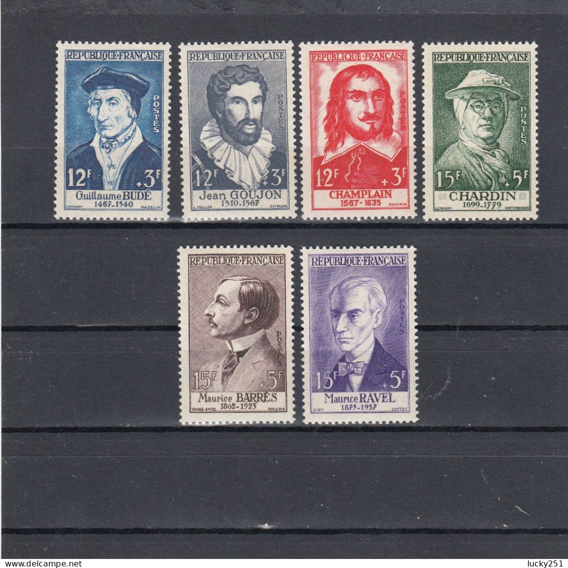 France - Année 1956 - Neuf** - N°1066/71** - Célébrités Du XVè Au XXè Siècles - Neufs