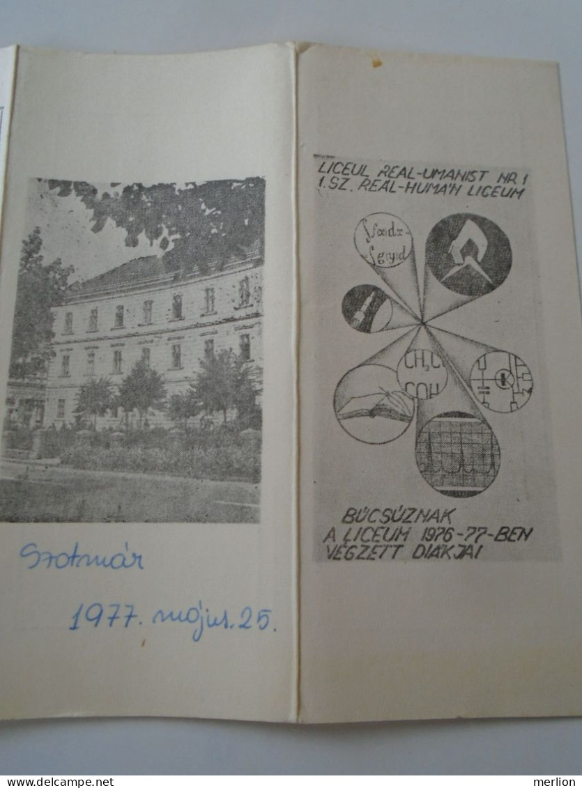D199220  Romania Satu Mare Szatmárnémeti  Graduation Invitation 1977 - Diplômes & Bulletins Scolaires