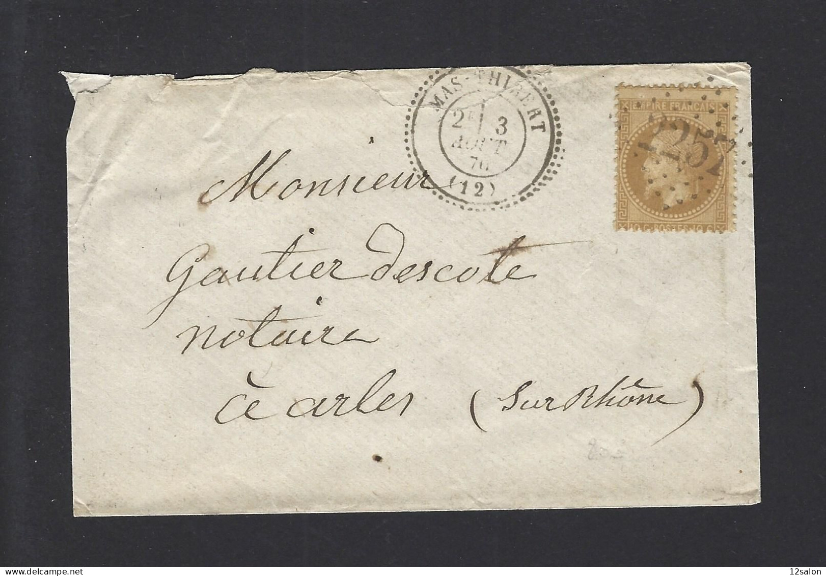 LETTRE 1870 N° 28 OBL MAS THIBERT PORT LOCAL AVEC ARLES - 1849-1876: Période Classique