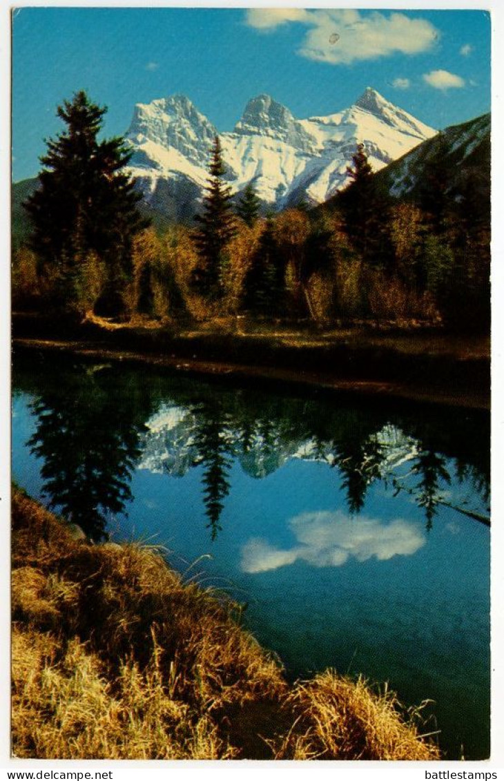 Canada 1969 Postcard Banff, Alberta - Three Sister Mountains; Scott 459 - 6c. QEII - Banff