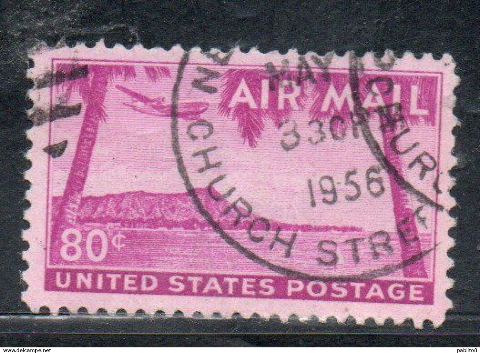 USA STATI UNITI 1949 AIRMAIL  AIR MAIL POSTA AEREA DIAMOND HEAD HONOLULU HAWAI CENT 80c USED USATO OBLITERE' - 2a. 1941-1960 Oblitérés