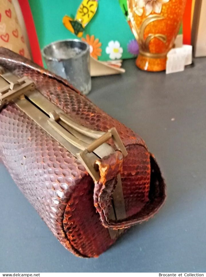 Vintage Véritable Cuir Crocodile Alligator Marron Épaule Sac à Main - Taschen Und Beutel