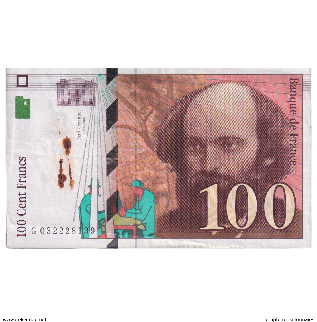France, 100 Francs, Cézanne, 1997, G032228139, TTB, Fayette:74.1, KM:158a - 100 F 1997-1998 ''Cézanne''
