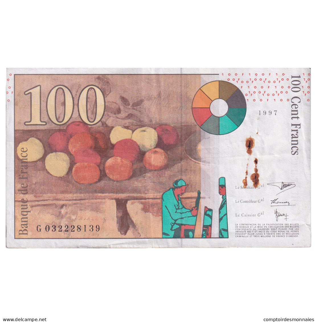 France, 100 Francs, Cézanne, 1997, G032228139, TTB, Fayette:74.1, KM:158a - 100 F 1997-1998 ''Cézanne''