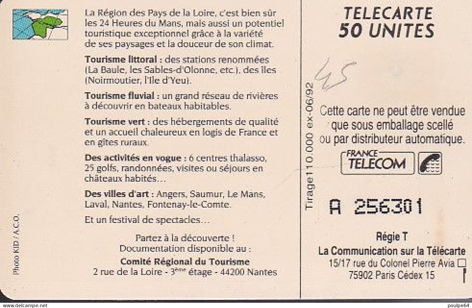 F277 - 06/1992 - PAYS DE LA LOIRE - 50 SO3 - 1992