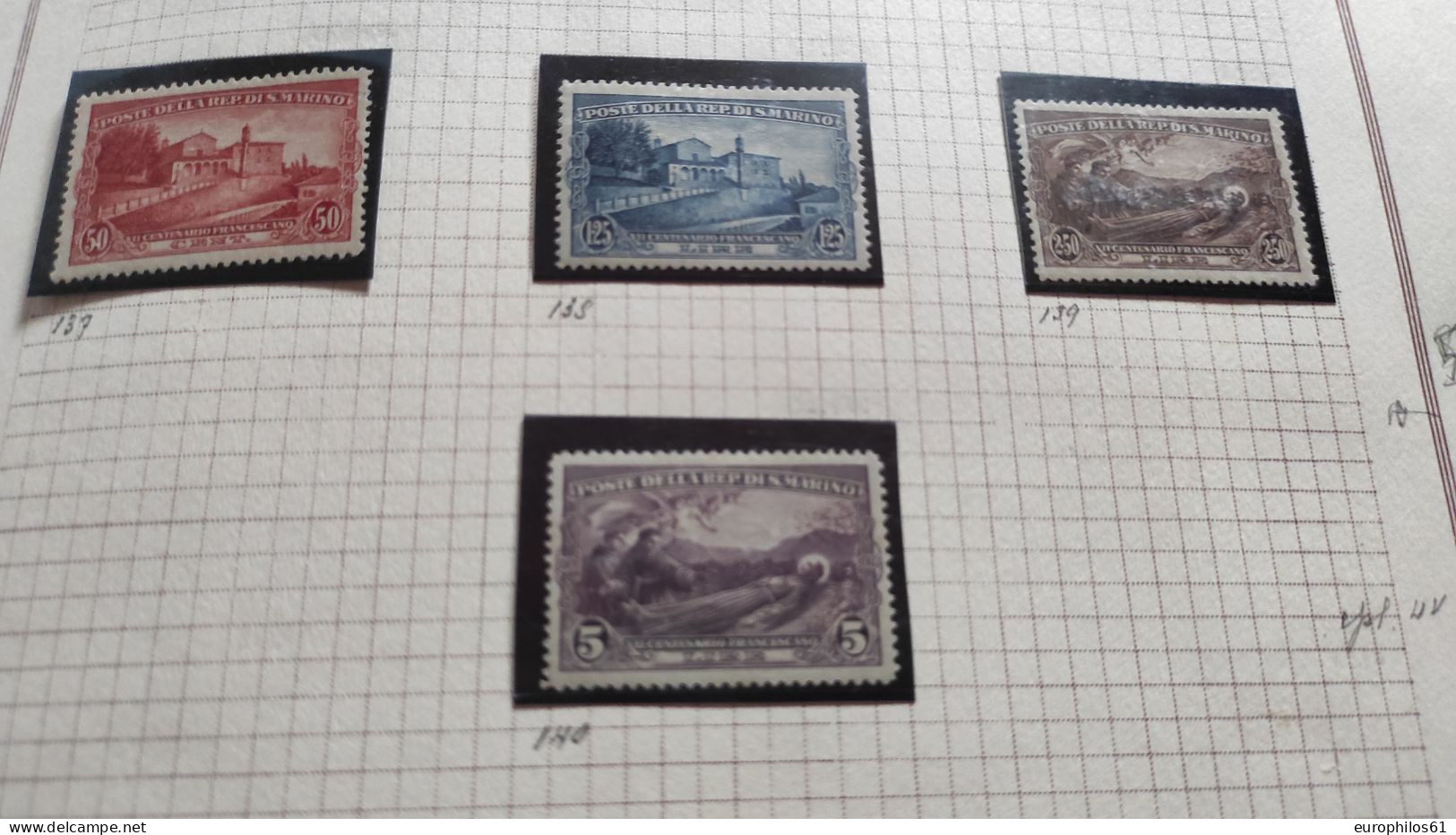 San Marino Morte S. Francesco 4 Val Mlh* - Unused Stamps