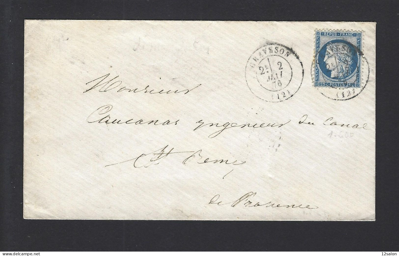 LETTRE 1876 N° 60 OBL GRAVESON - 1849-1876: Classic Period