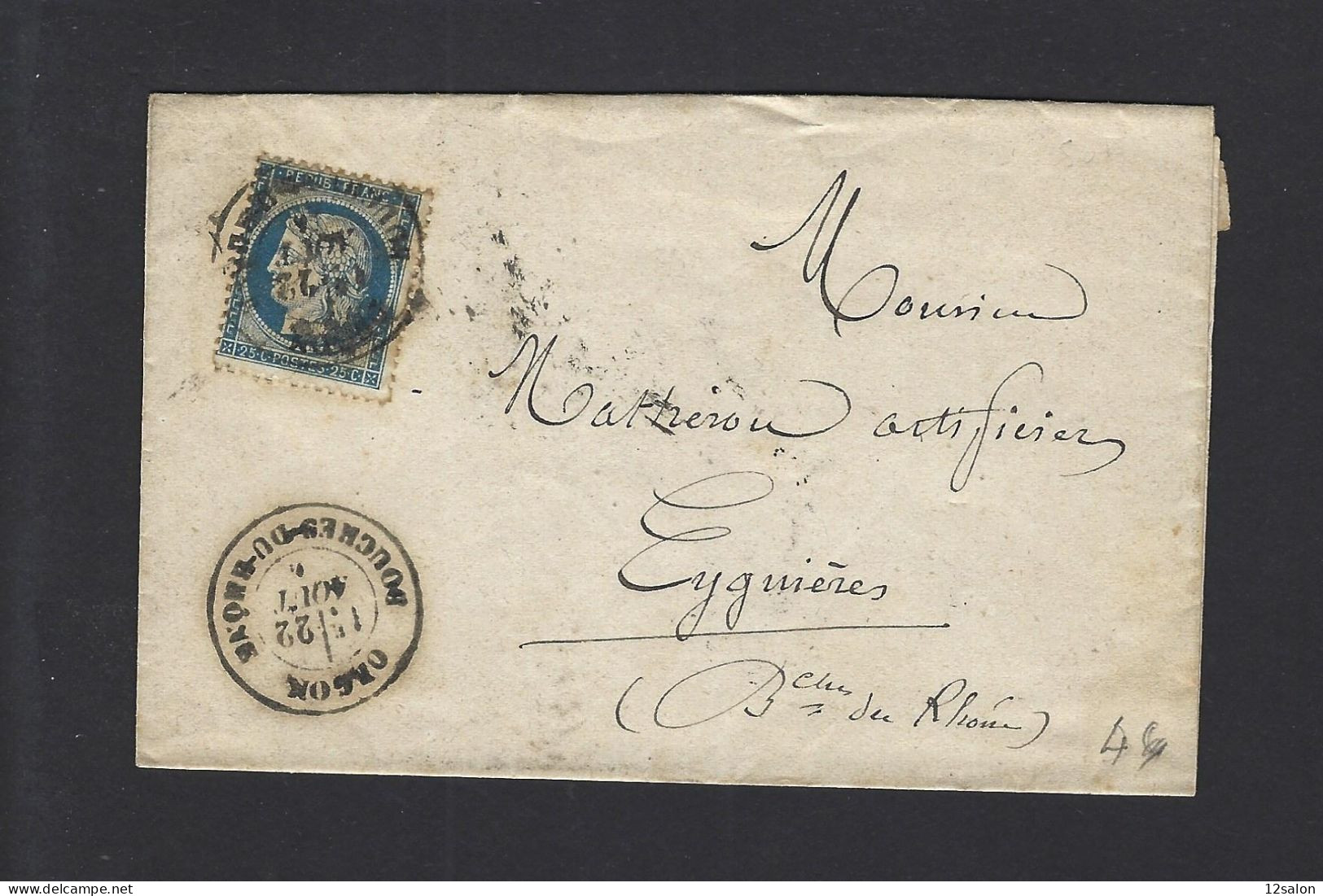 LETTRE 1876 N° 60 OBL ORGON - 1849-1876: Classic Period