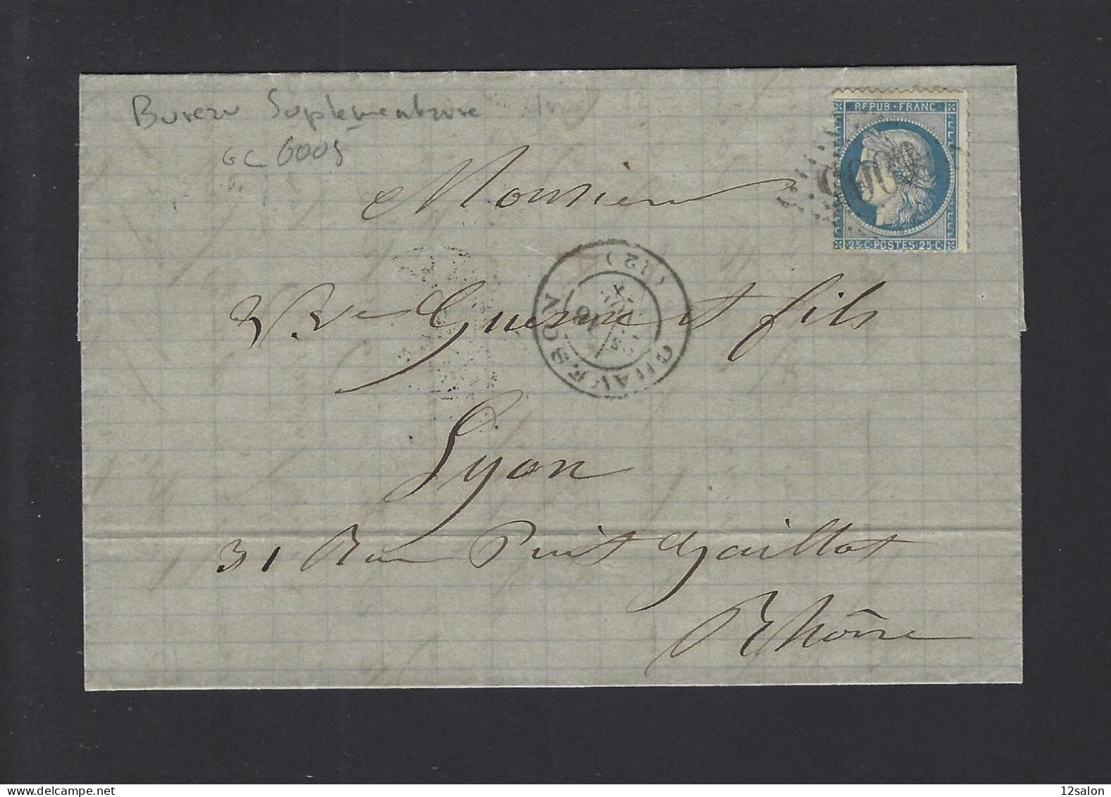 LETTRE 1876 N° 60 OBL GRAVESON RARE - 1849-1876: Classic Period