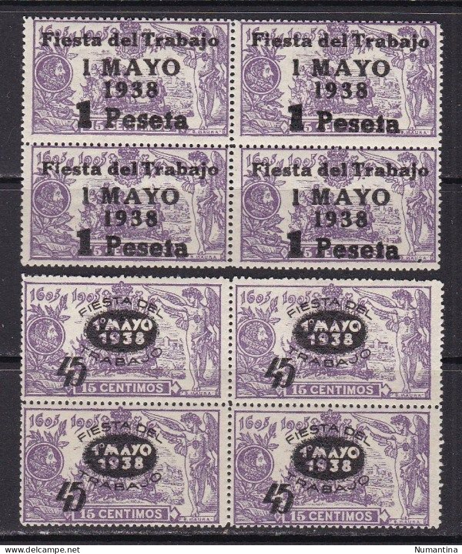 1938 - España - Edifil 761/762 - Fiesta Del Trabajo - Bloque 4 - MNH - Valor 64 € - Plaatfouten & Curiosa
