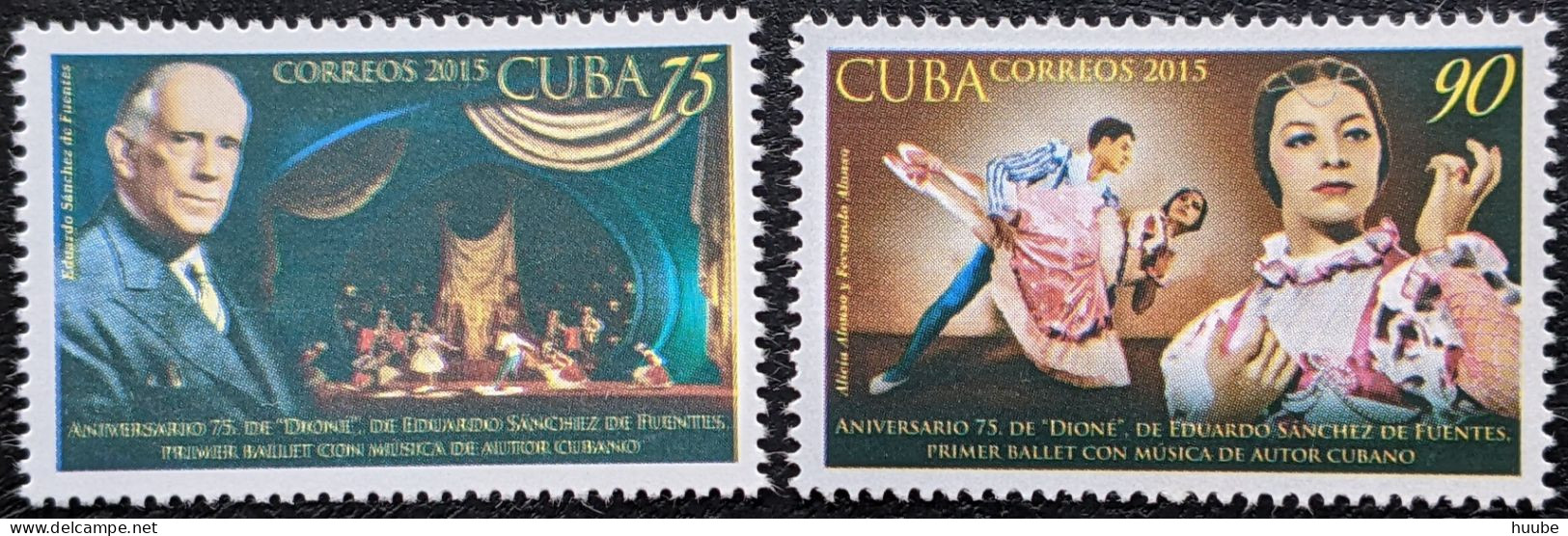 Cuba, 2015, Mi 5934-5935, 75th Anniversary Of The First Cuban Music Ballet "Dione", 2v, MNH - Danse