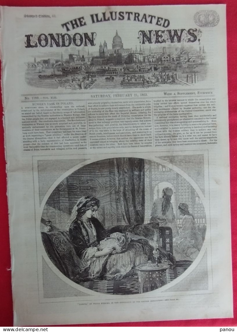 THE ILLUSTRATED LONDON NEWS 1189 FEBRUARY 21,1863 XARIFA. MADAGASCAR. SUEZ EGYPT. CHINCHA GUANO ISLANDS, PERU - Autres & Non Classés