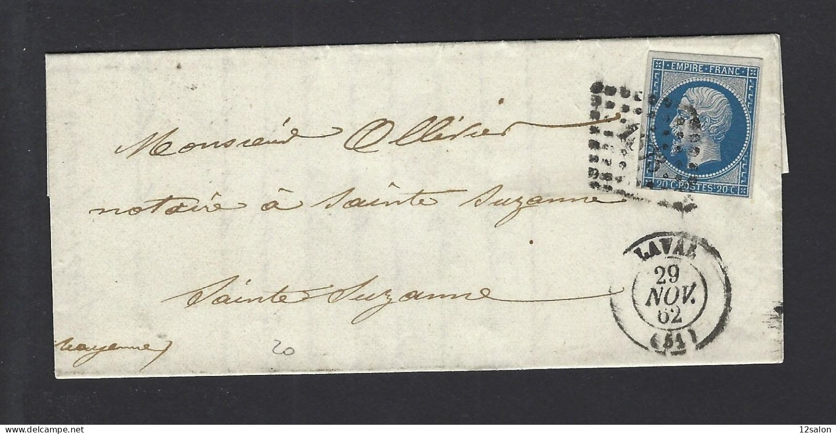 LETTRE 1862 N° 14 OBL LAVAL - 1849-1876: Période Classique