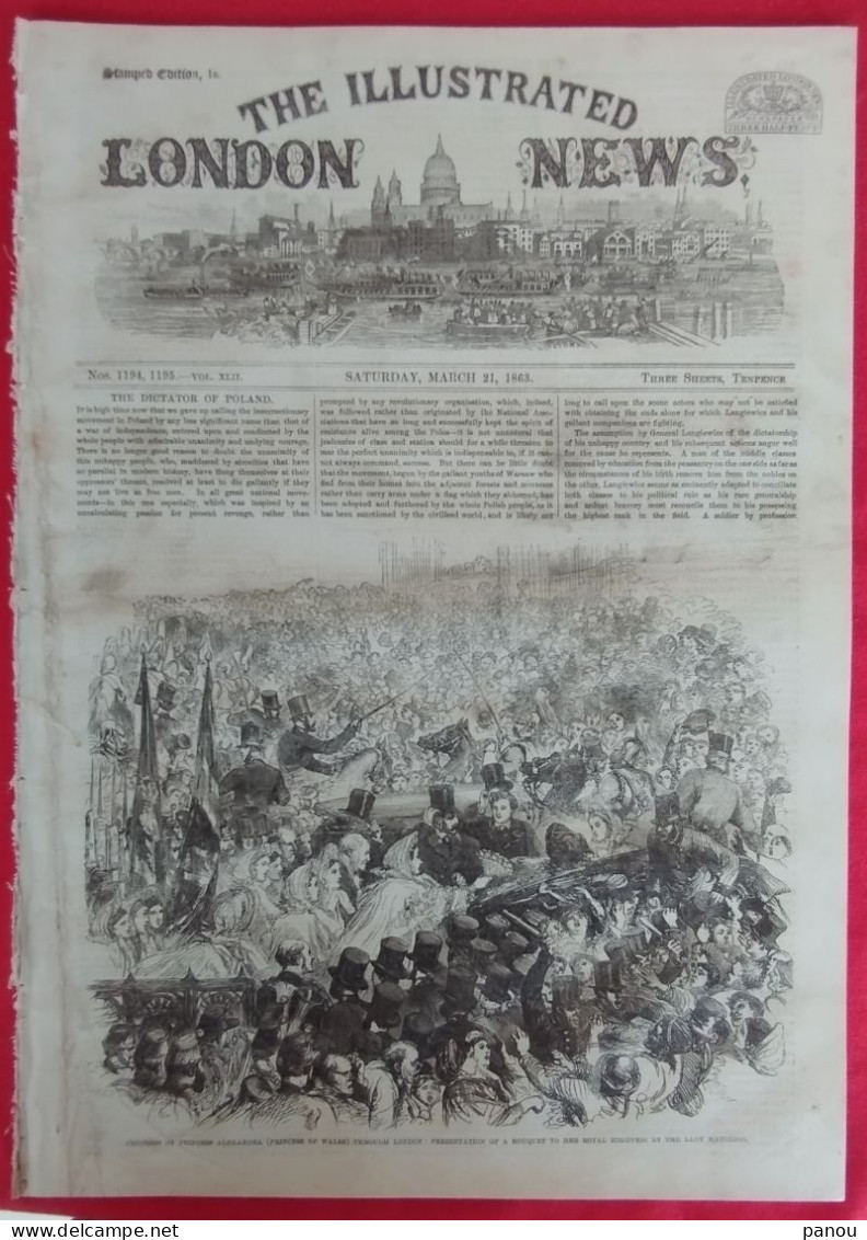 THE ILLUSTRATED LONDON NEWS 1194, 1195 MARCH 21,1863 PRINCESS ALEXANDRA MARRIAGE - Altri & Non Classificati