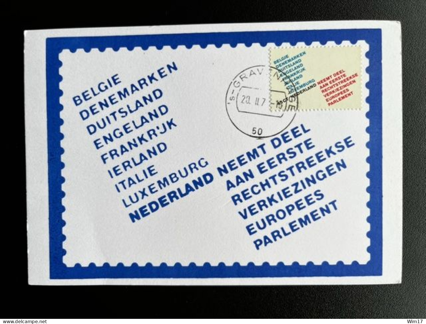 NETHERLANDS 1979 EUROPEAN ELECTIONS MAXIMUM CARD 20-02-1979 NEDERLAND - Maximum Cards