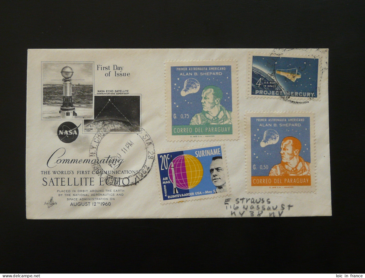 Lettre  Cover Espace Space Alan Shepard USA Paraguay Suriname 1962 - Amérique Du Nord