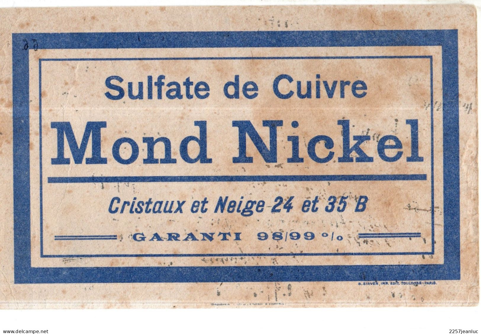 Buvard * Sulfate De Cuivre Mond Nickel - Landwirtschaft