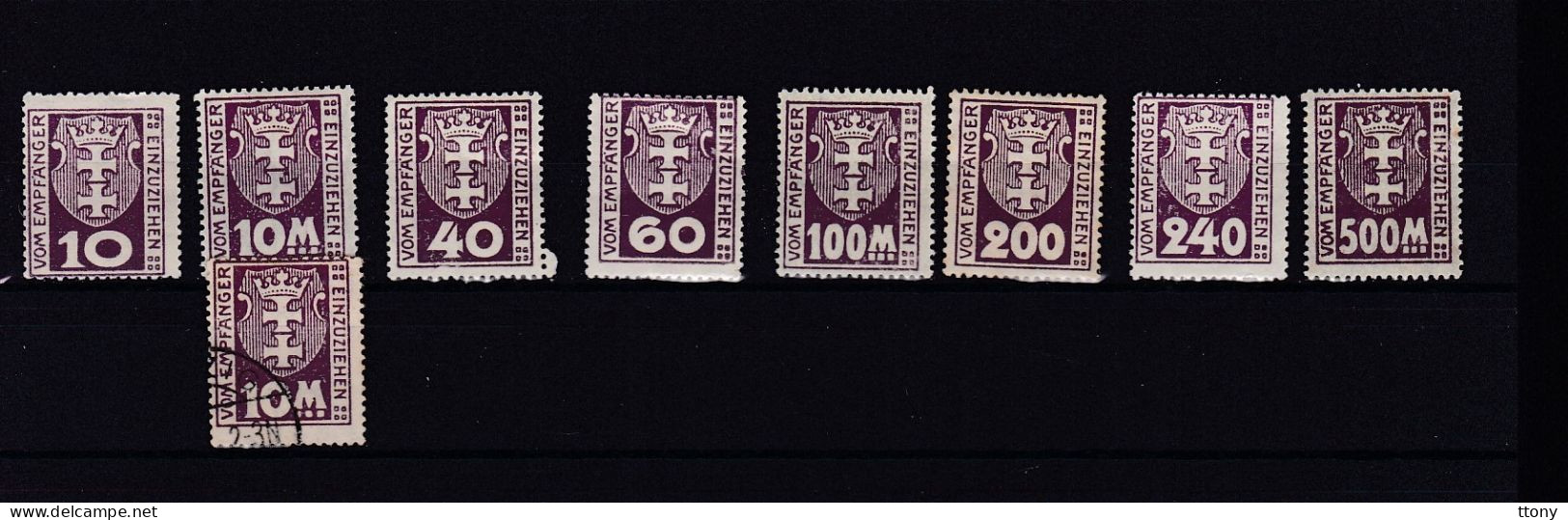 9 Timbres Neufs Et Oblités Danzig Danzig  Postfrisch 1921  Vom Empfanger  Einzuziehen - Altri & Non Classificati