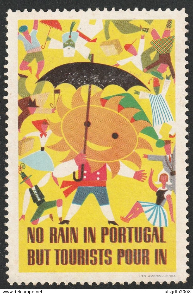 Vignette, Portugal 1950 - Vinheta Turística. No Rain In Portugal But Tourists Pour In -|- MNG No Gum - Emisiones Locales