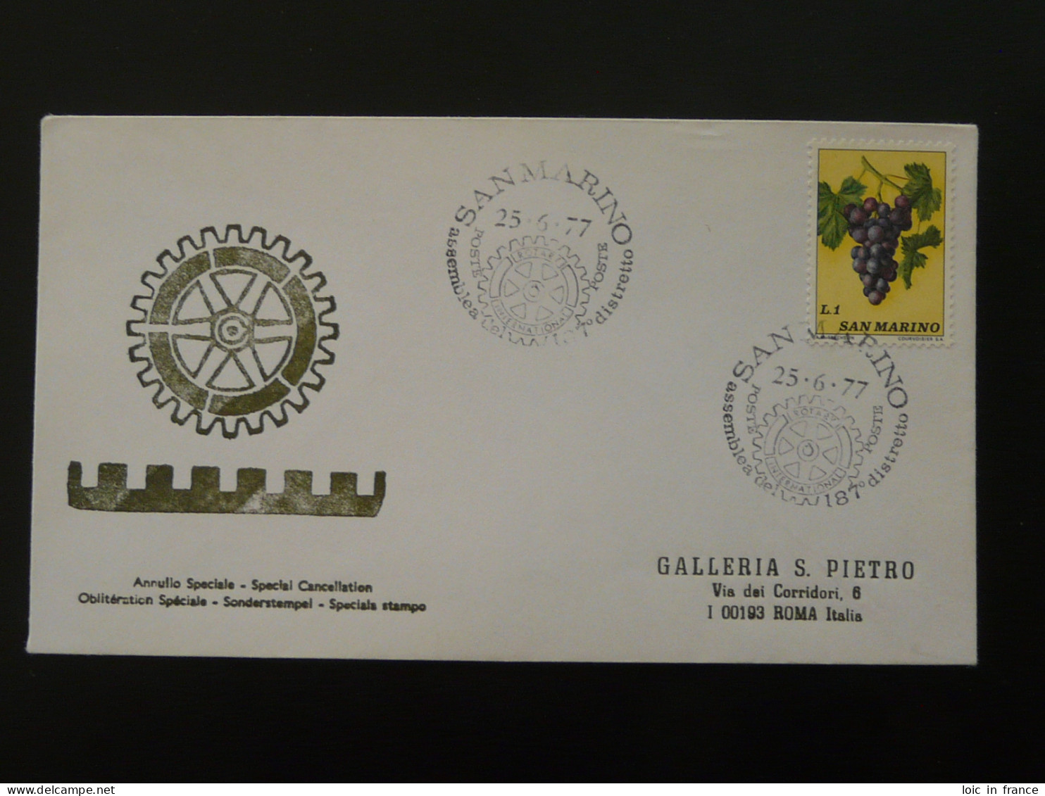 Lettre Cover Rotary International San Marino 1977 (ex 2) - Lettres & Documents