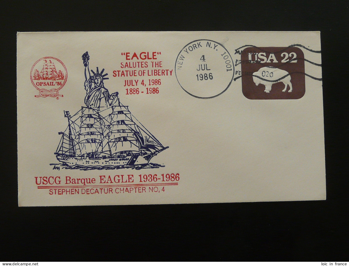 Entier Postal Stationery Statue De La Liberté Ship Eagle Salutes Statue Of Liberty USA 1986 - 1981-00