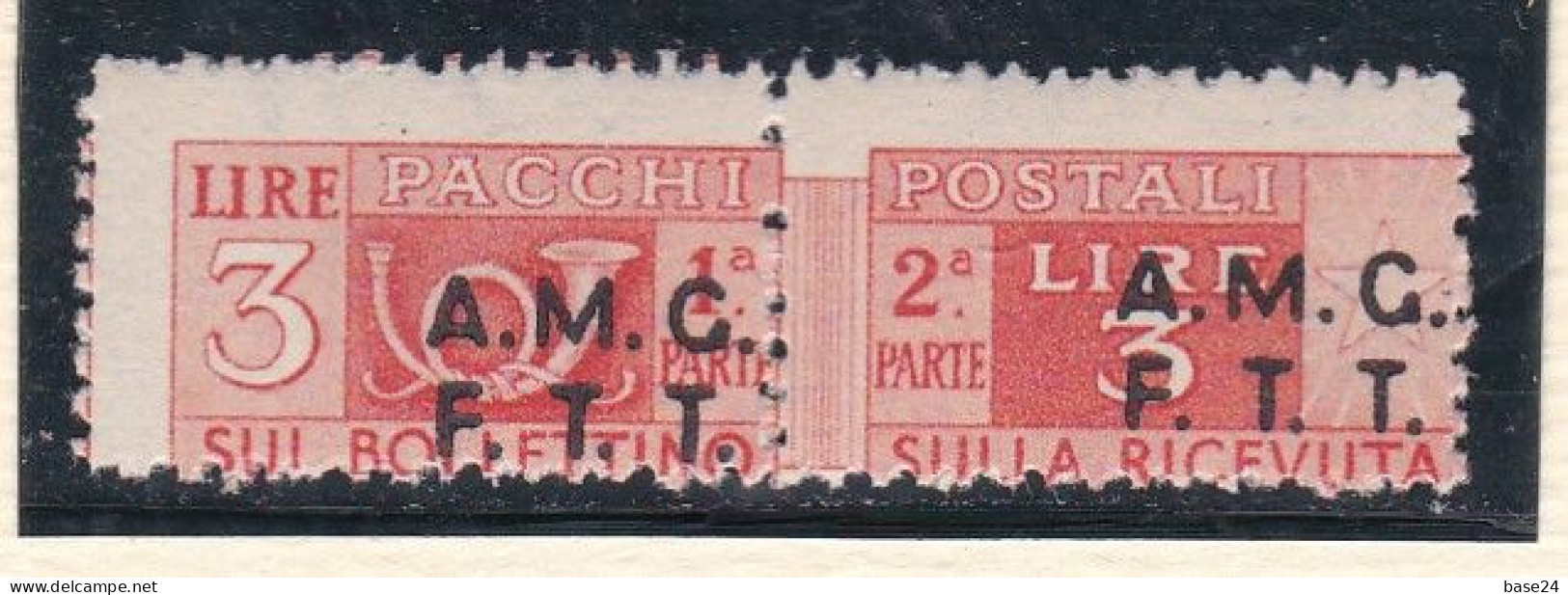 1947 Italia Italy Trieste A  PACCHI POSTALI 3 Lire MNH** Varietà Sovrastampa Fortemente Spostata Parcel Post - Paketmarken/Konzessionen