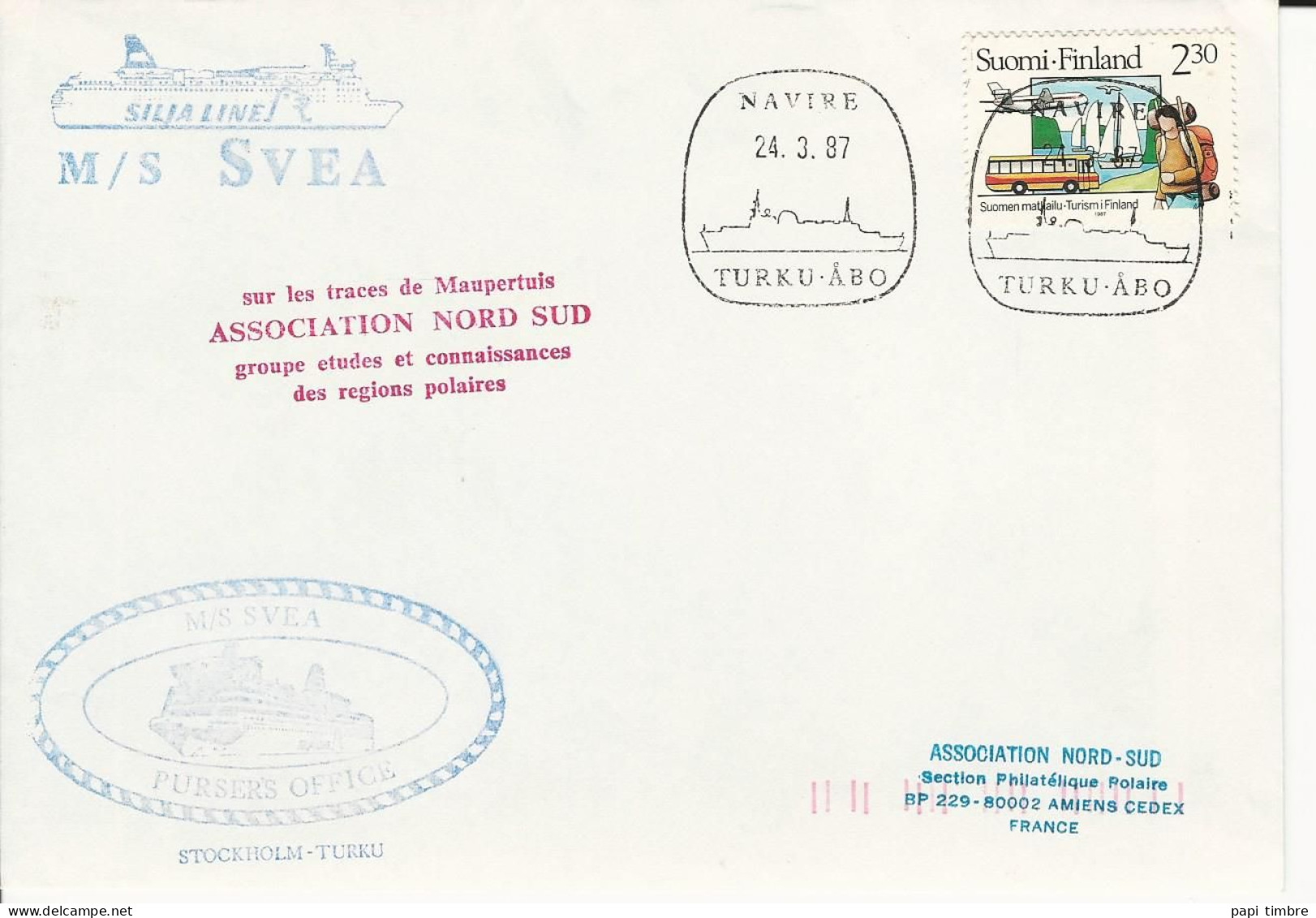 FINLANDE - Association Nord-Sud - M/S SVEA - Navire TURKU-ÂBO - 1987 - Programas De Investigación