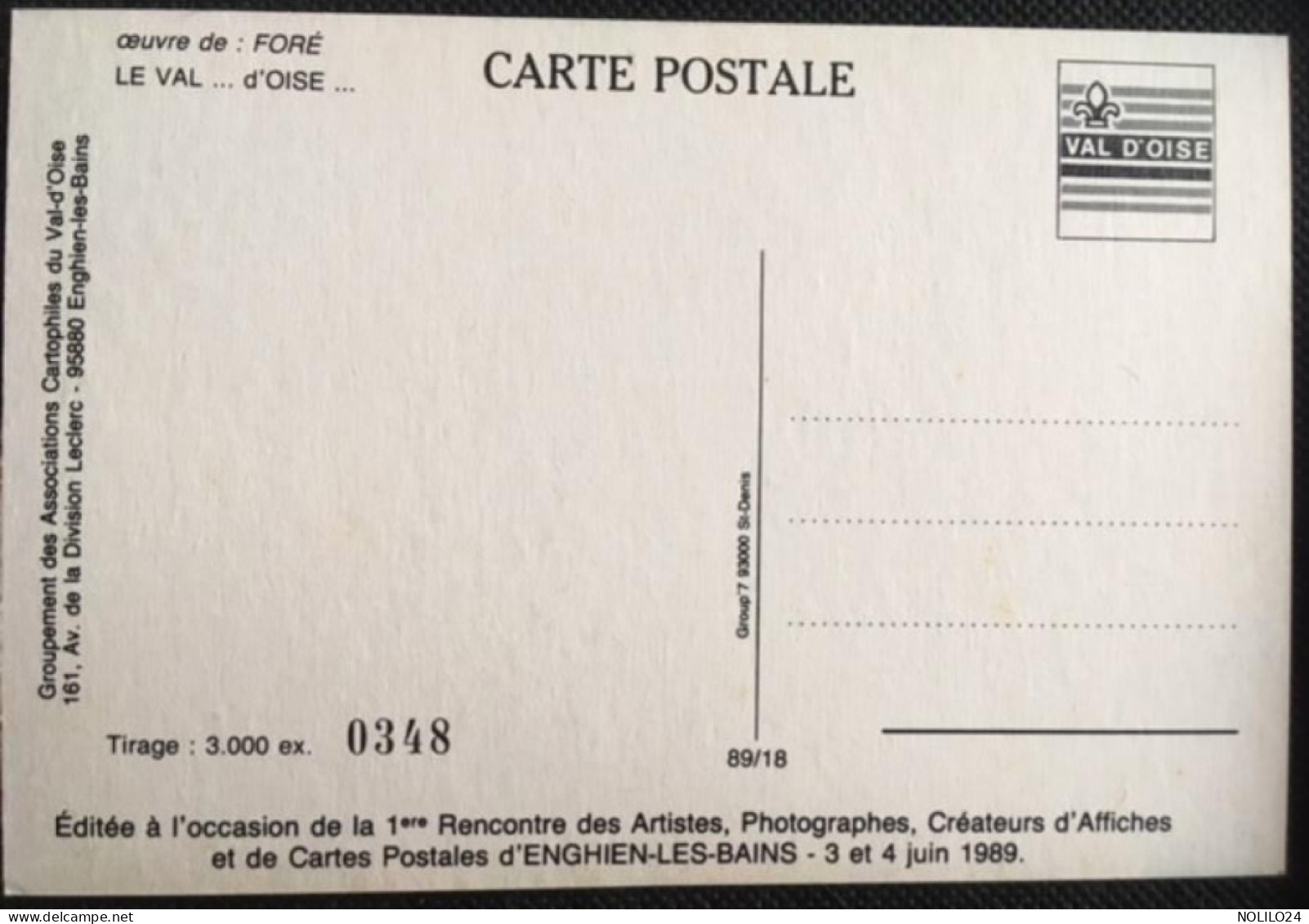 Cpm 95 Val D'Oise Illustrateur, Signée Foré, 1989, ENGHIEN, 1ère Rencontre Des Artistes, Photographes  S Cartes Postales - Fore
