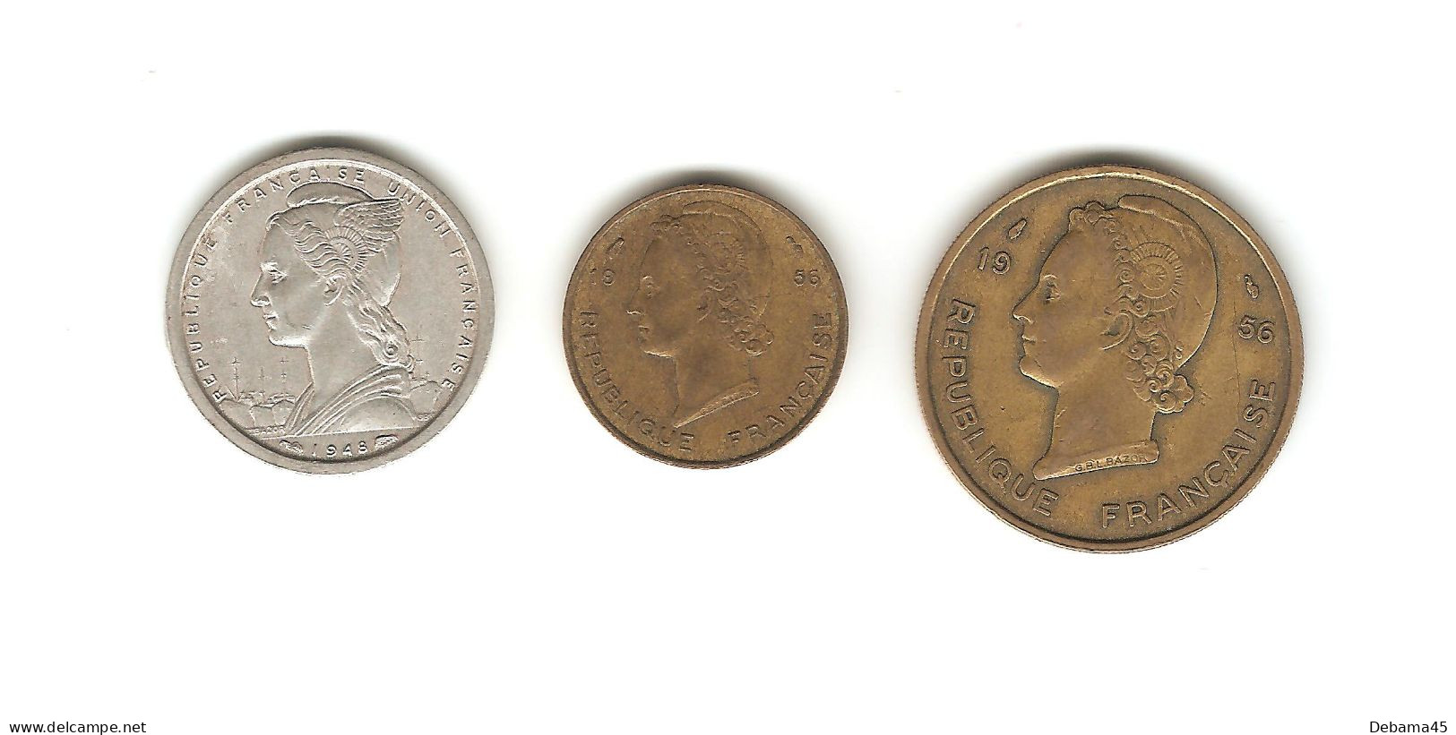 91/ Colonie Française : Afrique Occidentale Française : 1 Franc 1948 - 5 Francs 1956 - 25 Francs 1956 - Afrique Occidentale Française