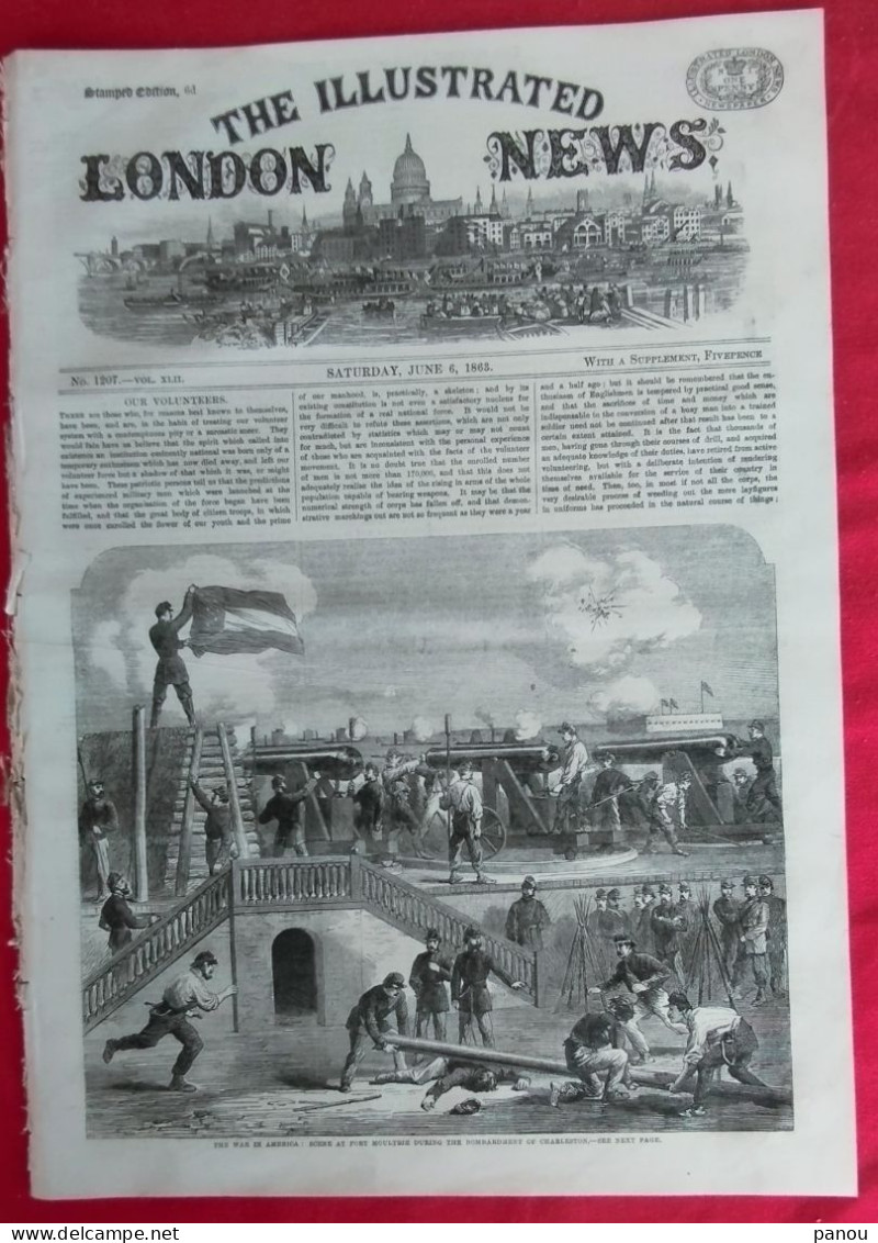 THE ILLUSTRATED LONDON NEWS 1207 JUNE 6,1863 CIVIL WAR IN AMERICA, CHARLESTON - Sonstige & Ohne Zuordnung