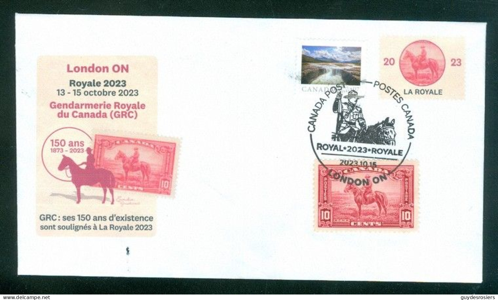 ROYALE 2023; Police; GRC / RCMP; 150 Ans / Years; Oblitération Spéciale Cancel Enveloppe Souvenir (10202-G) - Covers & Documents