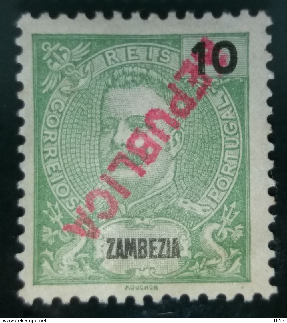 ZAMBÉZIA - D.CARLOS I COM SOBRECARGA "REPÚBLICA" INVERTIDA - Zambèze