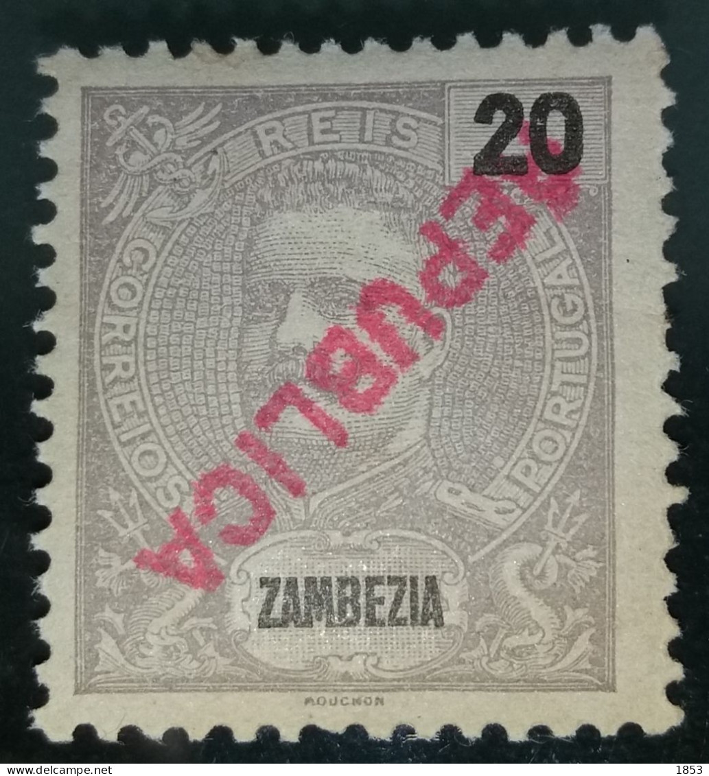 ZAMBÉZIA - D.CARLOS I COM SOBRECARGA "REPÚBLICA" INVERTIDA - Zambezia