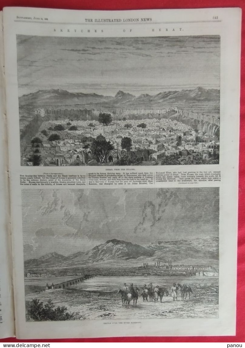 THE ILLUSTRATED LONDON NEWS 1208 JUNE 13,1863 HERAT AFGHANISTAN - Sonstige & Ohne Zuordnung