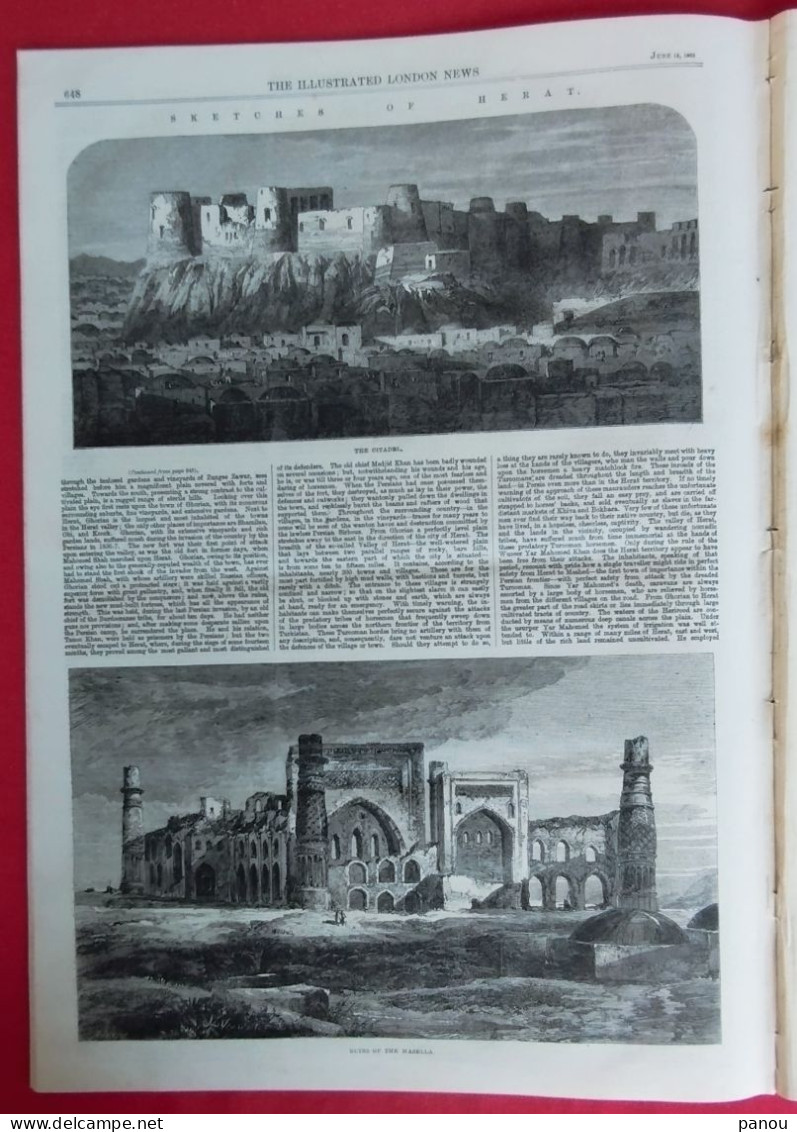 THE ILLUSTRATED LONDON NEWS 1208 JUNE 13,1863 HERAT AFGHANISTAN - Other & Unclassified