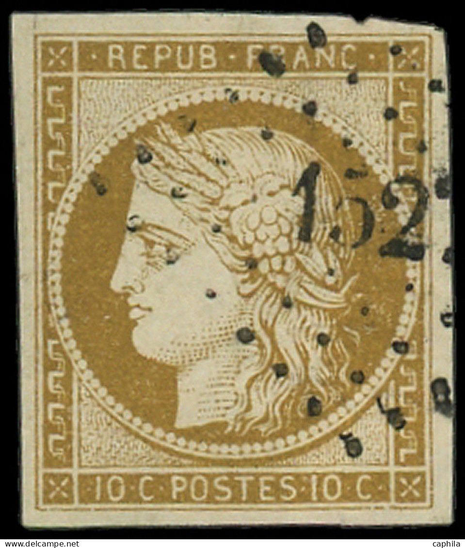 O FRANCE - Poste - 1, Obl PC 152, Signé Cotin: 10c. Bistre S. Jaune - 1849-1850 Ceres