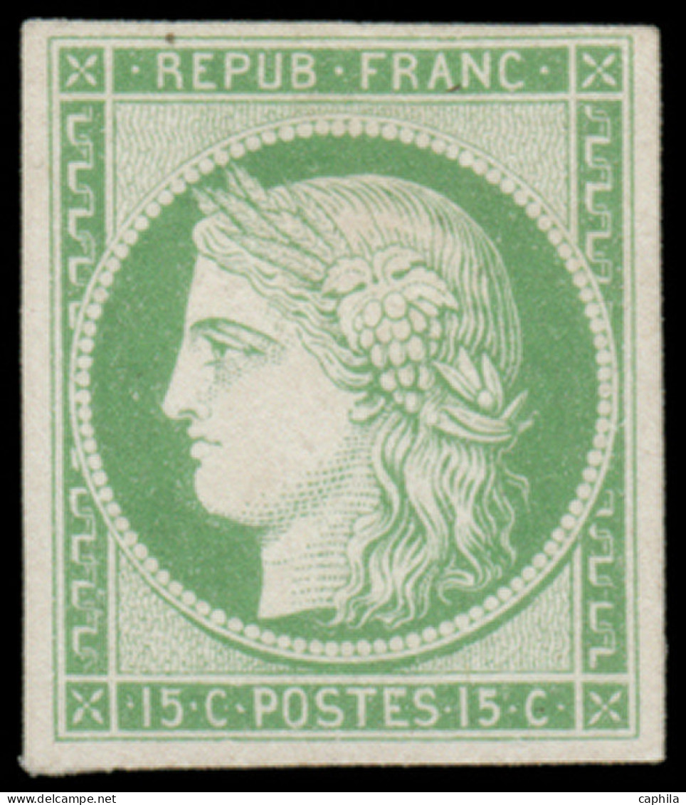 ESS FRANCE - Poste - 2, Essai En Vert Clair Sur Papier Carton: 15c. Cérès - 1849-1850 Ceres