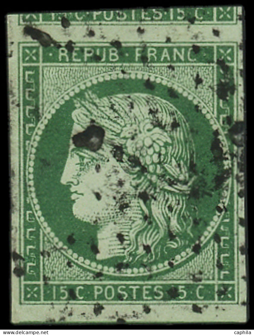 O FRANCE - Poste - 2b, Signé Calves, Avec Voisin: 15c. Vert Foncé - 1849-1850 Cérès